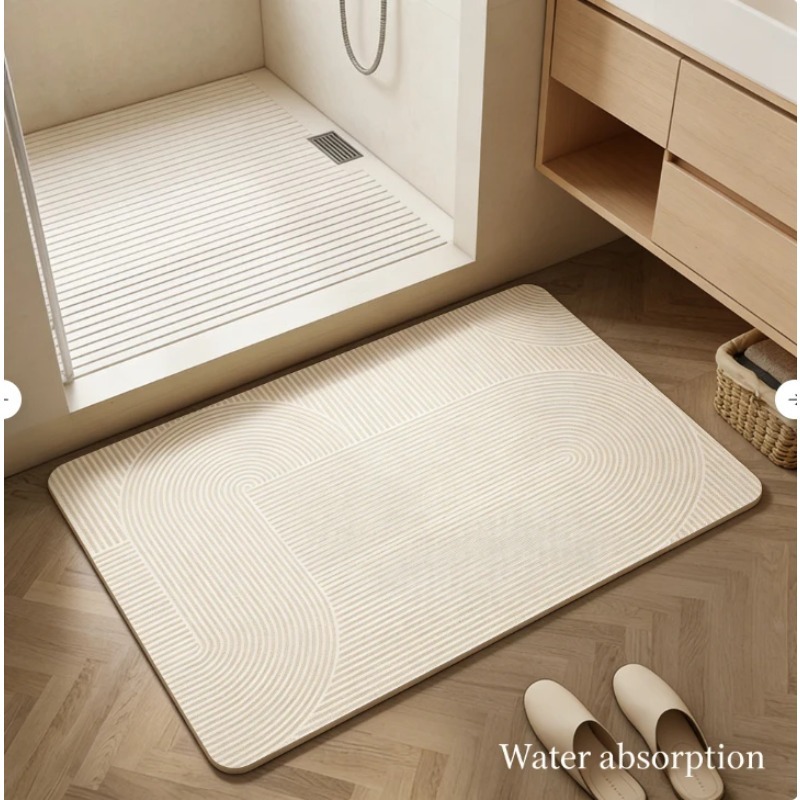 Bamboo Bath Mat - Bathroom Floor Mat Diatomite Super Absorbent