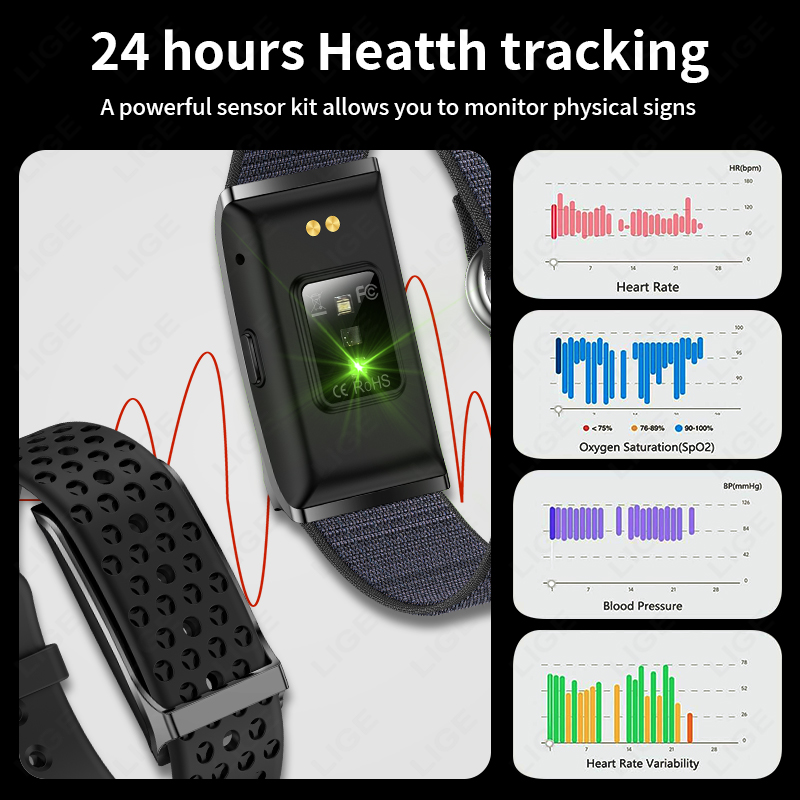 LIGE Smart Watch Heart Rate Bl - Health Wellness Bracelet ulasan dan harga