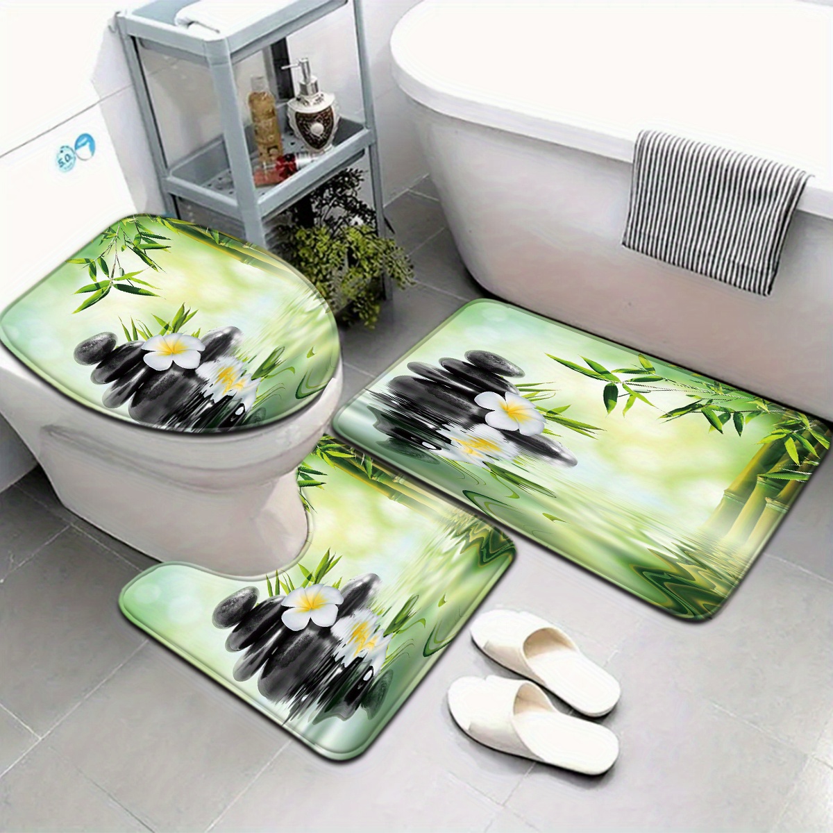 3-Piece Chinese Bamboo Water F - Bamboo Bath Mat ulasan dan harga